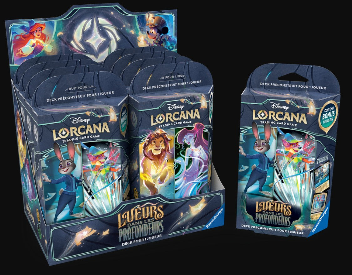 CARTES DISNEY LORCANA - LUEURS DANS LES PROFONDEURS - STARTER DECK DISPLAY - Version française