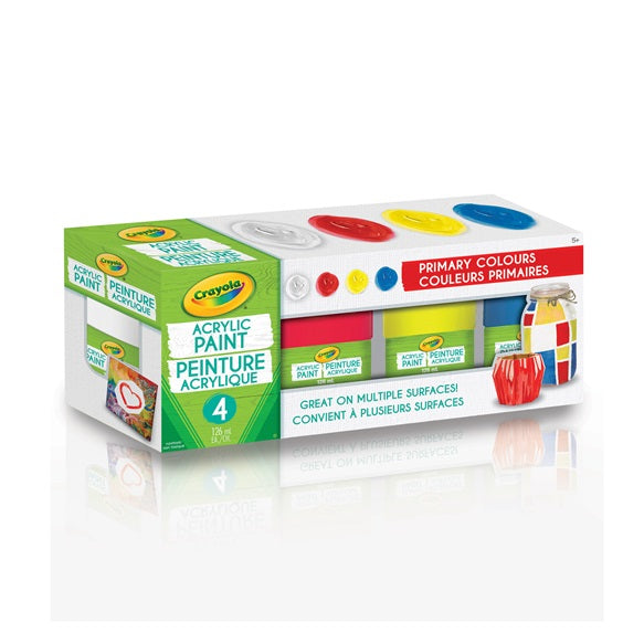 CRAYOLA - 4 PRIMARY ACRYLIC PAINTS 126 ML