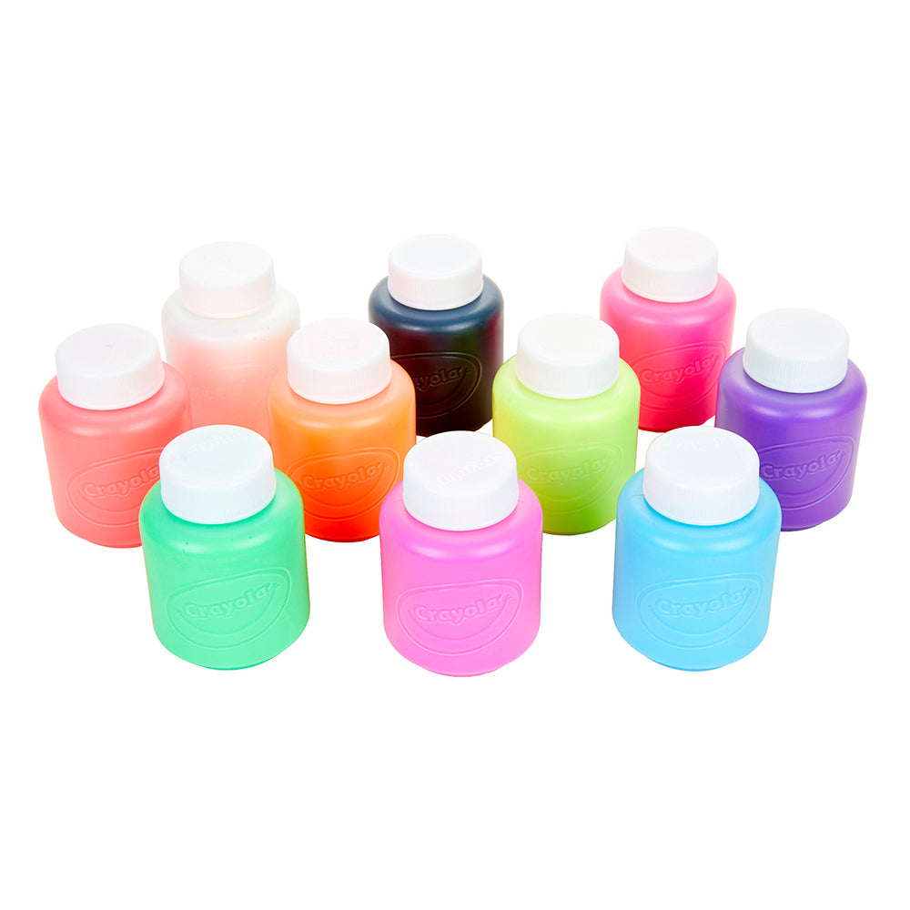 CRAYOLA - 10 BOUTEILLES PEINTURE LAVABLE NÉON
