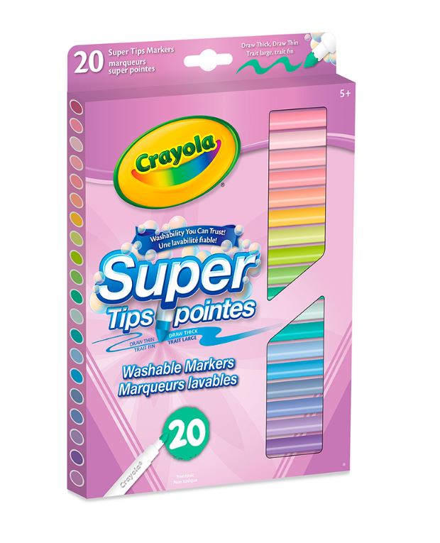 CRAYOLA - 20 SUPER TIPS WASHABLE MARKERS PASTEL
