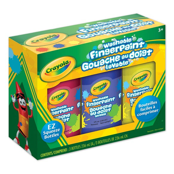 CRAYOLA - 3 WASHABLE FINGER PAINTS TUBES