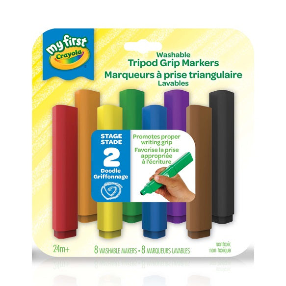 CRAYOLA - 8 MARQUEURS À PRISE TRIANGULAIRE LAVABLES