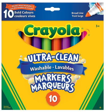 CRAYOLA - 10-COUNT BROAD LINE WASHABLE MARKERS - BRIGHT COLORS