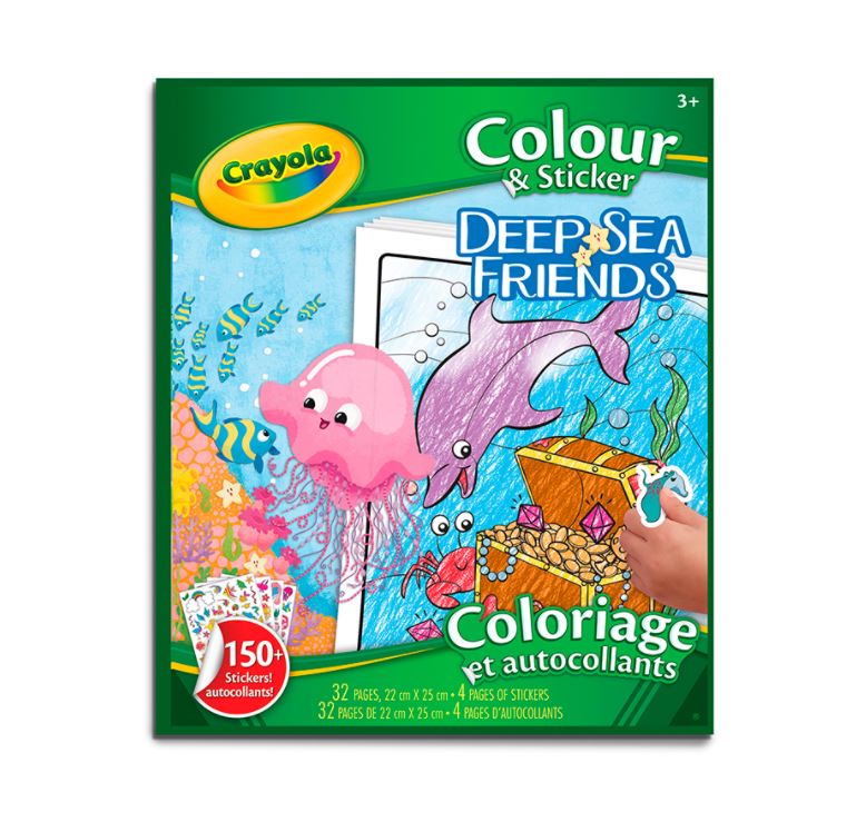 CRAYOLA - CAHIER À COLORIER 32 PAGES + AUTOCOLLANTS - LES AMIS DES PROFONDEURS