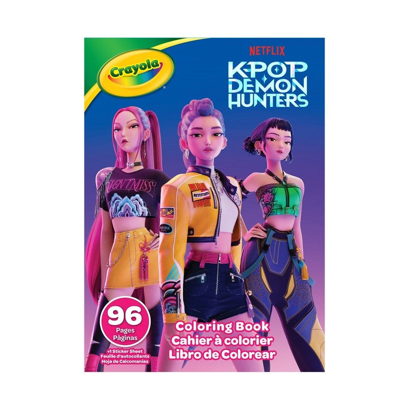 CRAYOLA - CAHIER À COLORIER 96 PAGES + AUTOCOLLANTS LES GUERRIÈRES DE LA K-POP (KPOP DEMON HUNTERS)
