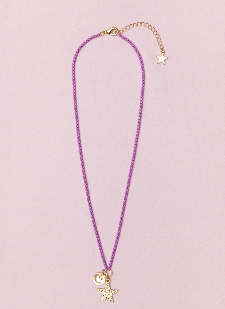 NECKLACE WITH STAR AND SMILEY CHARMS