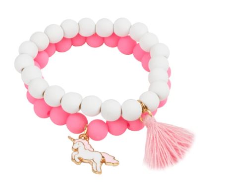 PASTEL DOUBLE BRACELET WITH ASSORTED GOLD CHARMS