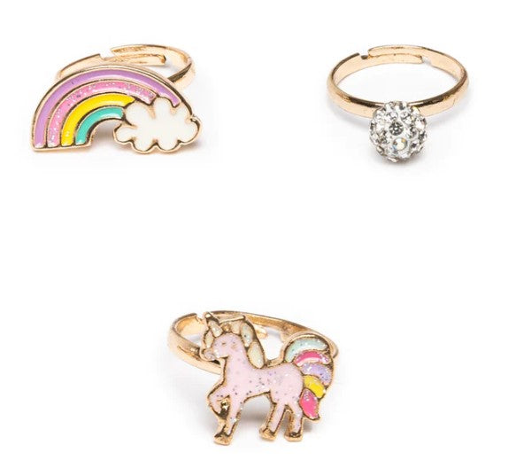 ENSEMBLE DE 3 BAGUES - LICORNE ET ARC-EN-CIEL