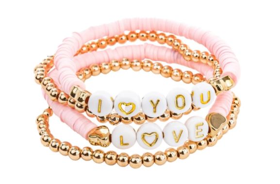 SET OF 4 ROSE LOVE BRACELETS
