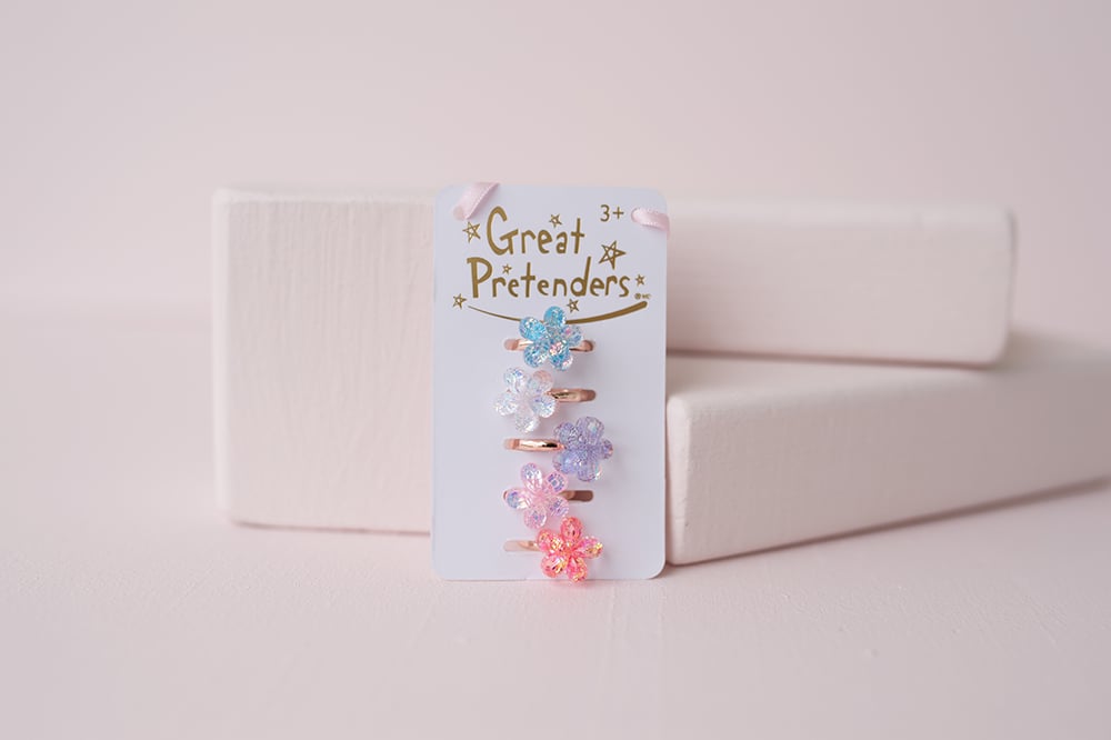 ENSEMBLE DE 5 BAGUES - FLORALE SCINTILLANTE