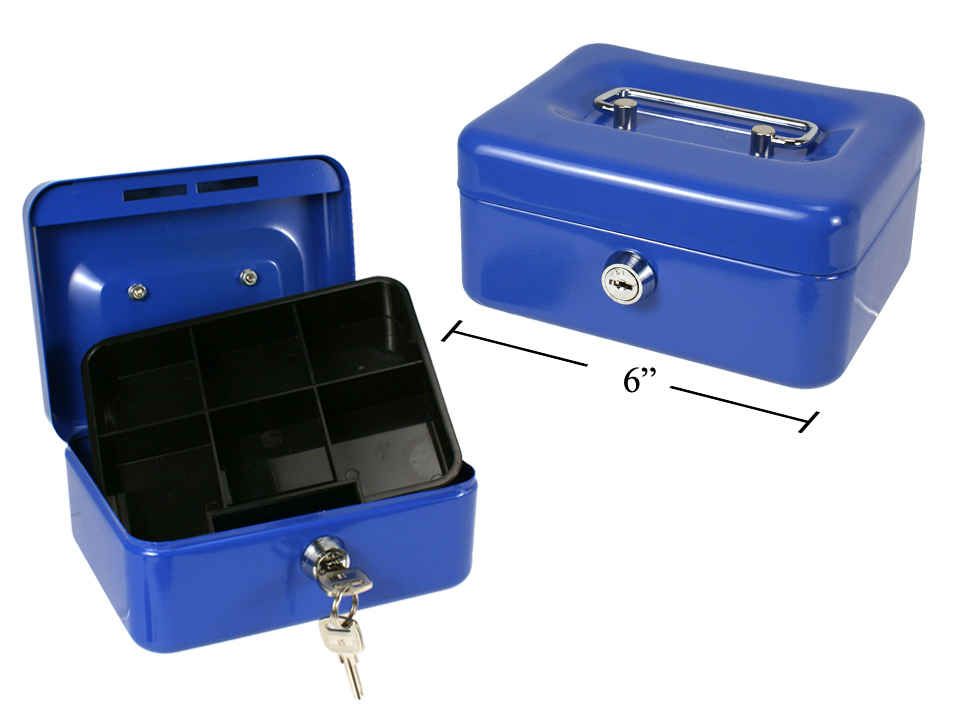 COFFRE POUR ARGENT BLEU AVEC CLÉ (VOIR VENTES #02526-1)