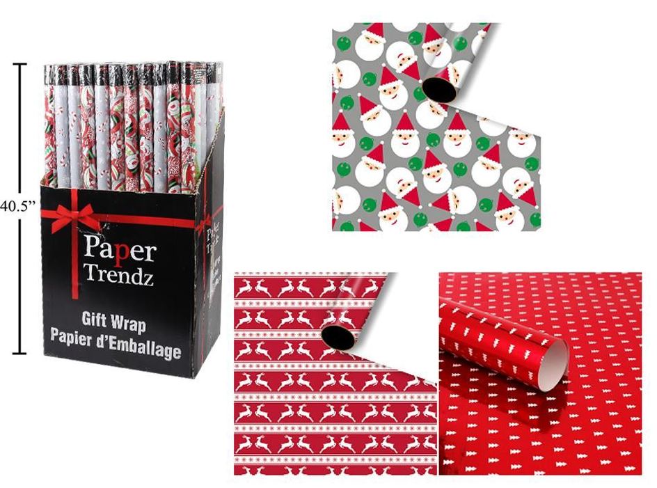 CHRISTMAS WRAPPING PAPER 40"X144" EXTRA-WIDE SINGLE ROLL (40 SQ FT)