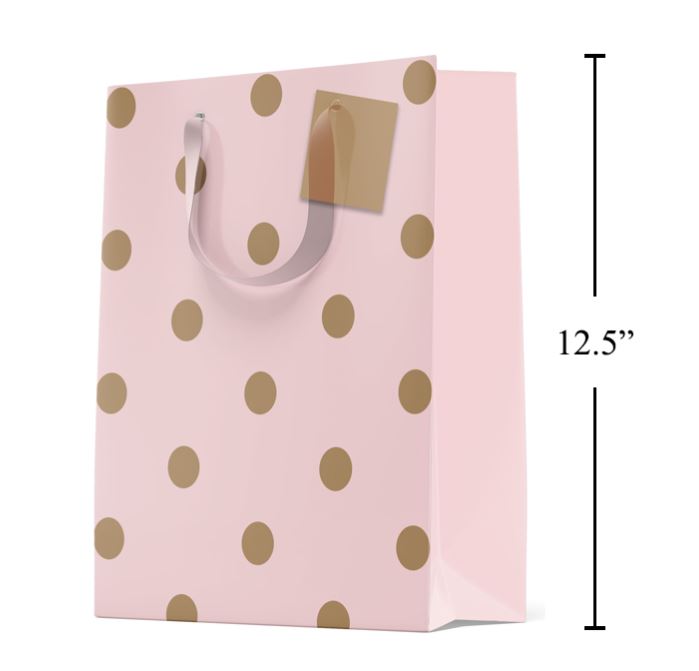 MEDIUM GIFT BAG - MATTE GOLD CIRCLES PINK