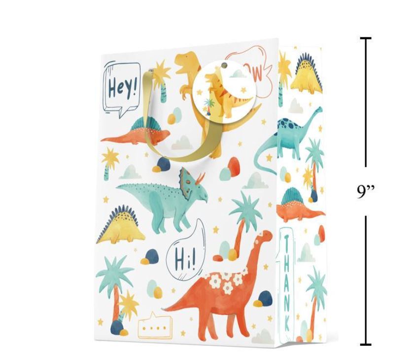 SMALL GIFT BAG - CUTE DINOSAURS MATTE