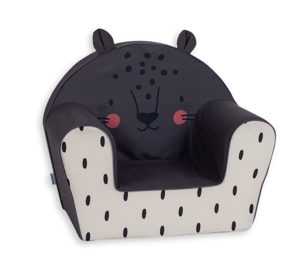 *26 DELSIT - DARK GREY LEOPARD WINGBACK CHAIR