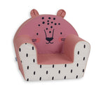 DELSIT - FAUTEUIL À OREILLES LÉOPARD ROSE