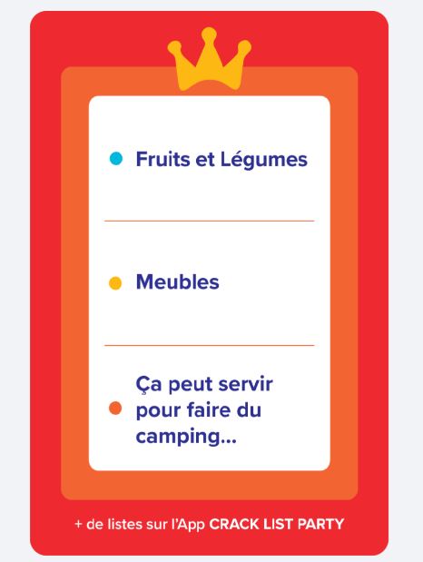 JEU CRACK LIST - VERSION QUÉBÉCOISE