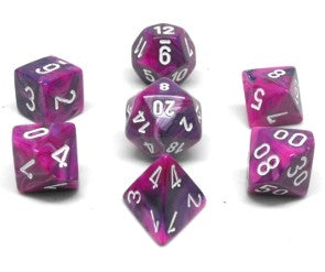 FESTIVE PURPLE POLYHEDRAL 7-DIE SET WITH WHITE NUMBERS