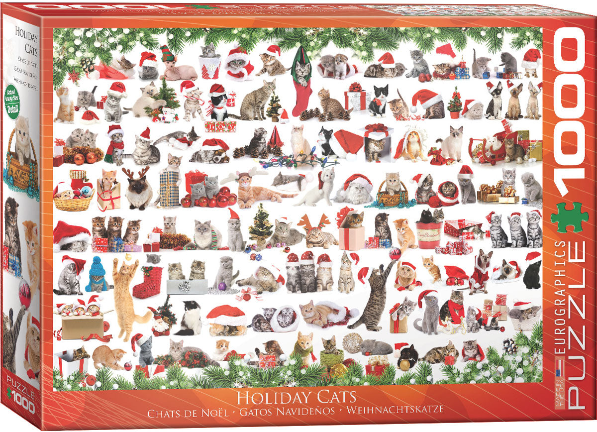 EUROGRAPHICS JIGSAW PUZZLE 1000 PIECES - HOLIDAY CATS (CHRISTMAS)