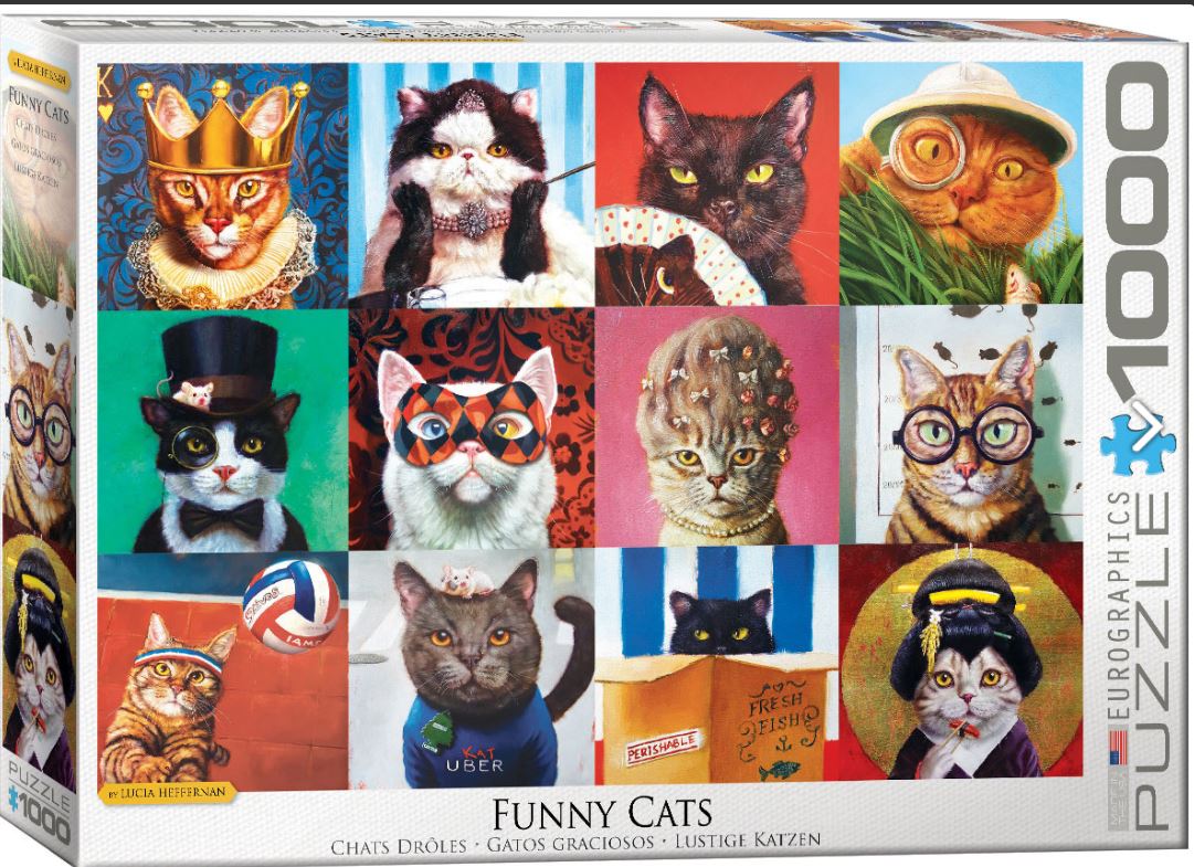 EUROGRAPHICS JIGSAW PUZZLE 1000 PIECES - FUNNY CATS (LUCIA HEFFERNAN)