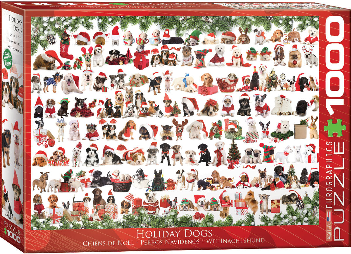 EUROGRAPHICS JIGSAW PUZZLE 1000 PIECES - HOLIDAY DOGS (CHRISTMAS)