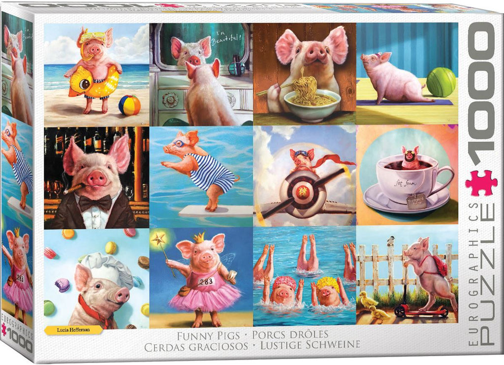 EUROGRAPHICS JIGSAW PUZZLE 1000 PIECES - FUNNY PIGS