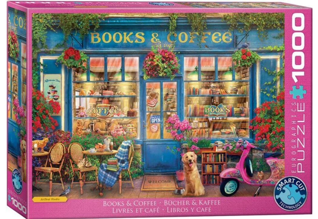 EUROGRAPHICS JIGSAW PUZZLE 1000 PIECES - BOOKS AND COFFEE #6000-5869