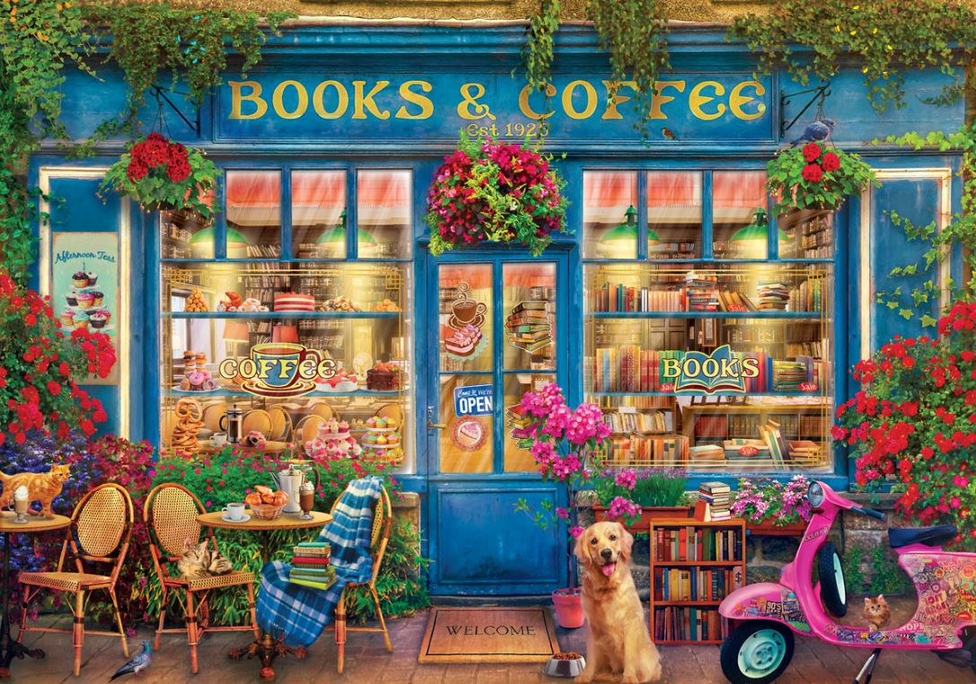 EUROGRAPHICS JIGSAW PUZZLE 1000 PIECES - BOOKS AND COFFEE #6000-5869