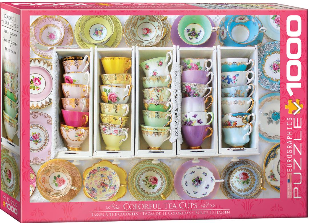 EUROGRAPHICS JIGSAW PUZZLE 1000 PIECES - COLORFUL TEACUPS