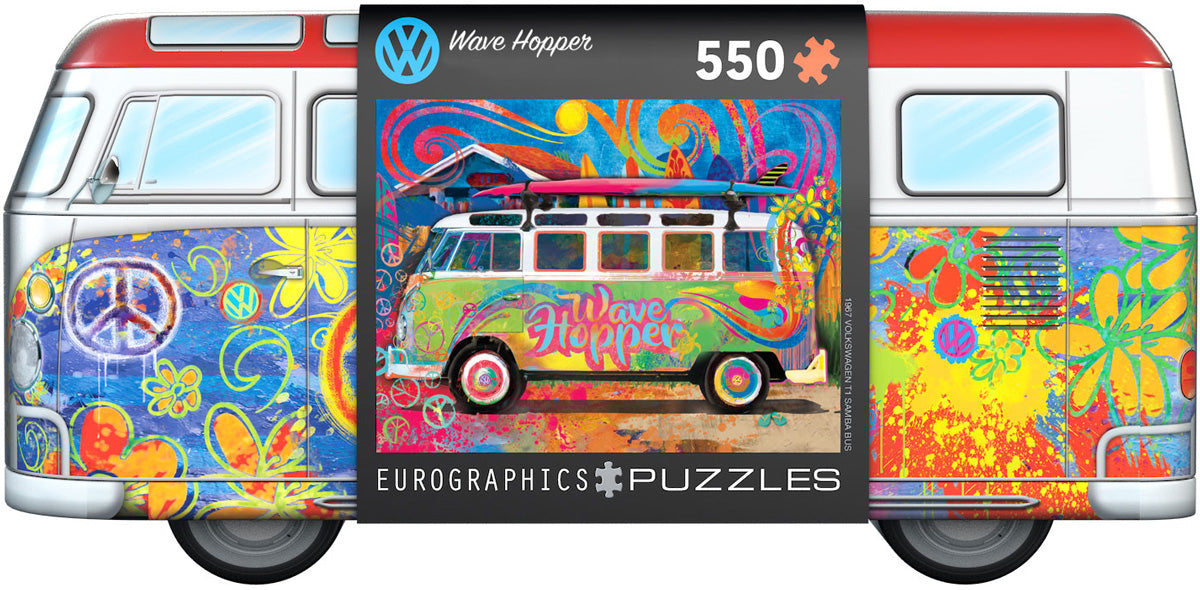 EUROGRAPHICS 500-PIECE JIGSAW PUZZLE IN METAL SILHOUETTE TIN - VOLKSWAGEN WAVE HOPPER