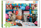 EUROGRAPHICS JIGSAW PUZZLE CONNECTION 48 PIECES - KITTENS IN THE SEWING ROOM (GREG CUDDIFORD) #9748-0874-1
