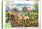 EUROGRAPHICS JIGSAW PUZZLE CONNECTING 48 PIECES - PUPPY SPRING (SHAWNA STEWART) #9748-0874-2