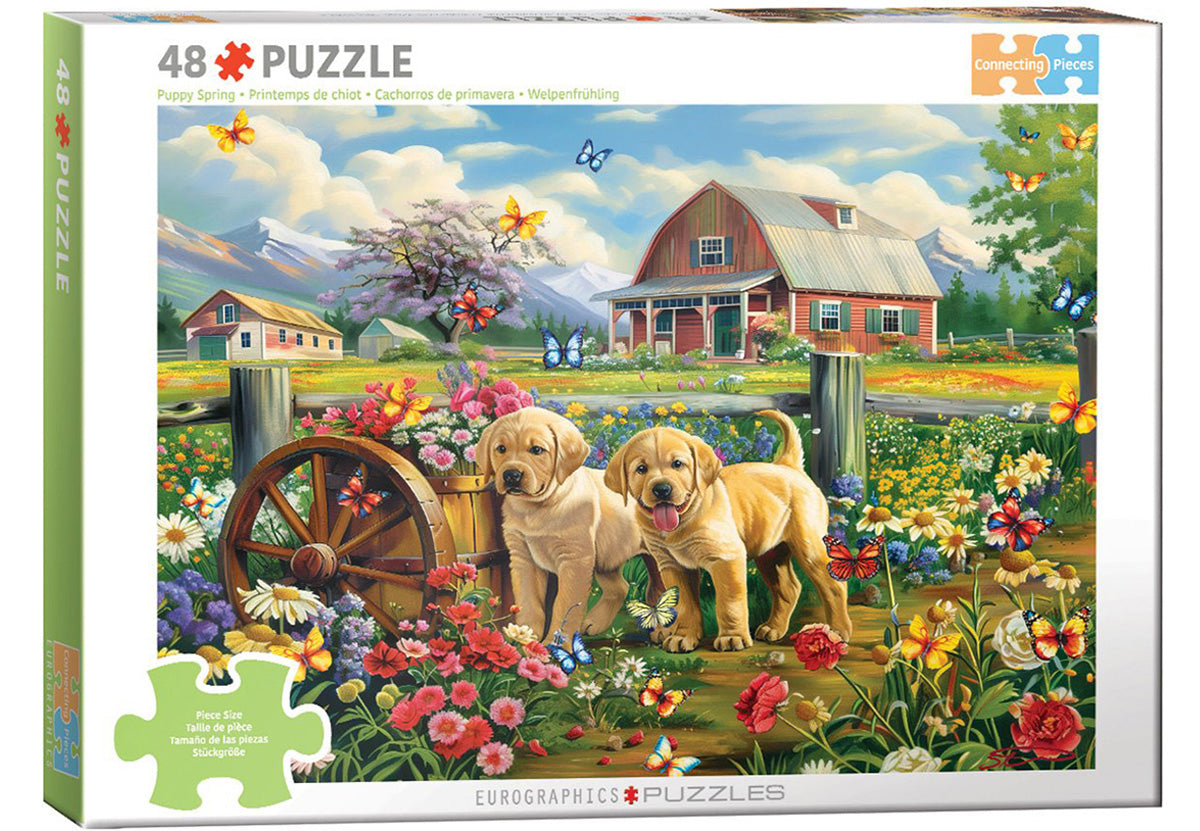 EUROGRAPHICS JIGSAW PUZZLE CONNECTING 48 PIECES - PUPPY SPRING (SHAWNA STEWART) #9748-0874-2