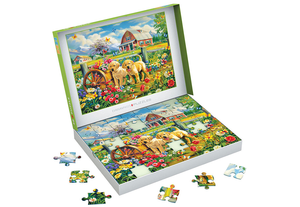 EUROGRAPHICS JIGSAW PUZZLE CONNECTING 48 PIECES - PUPPY SPRING (SHAWNA STEWART) #9748-0874-2