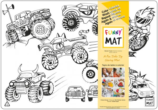 COLOR-IN PLACEMAT - MONSTER TRUCKS