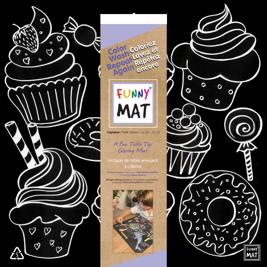 COLORING PLACEMAT - SMALL CAKES (BLACK BACKGROUND)