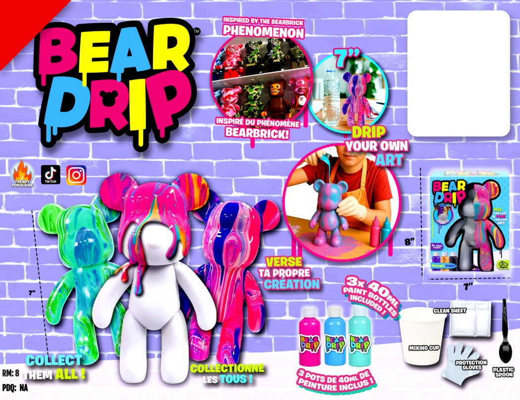 BEAR DRIP – DIY ART DRIP PAINT BEAR 18 CM (7") ASST