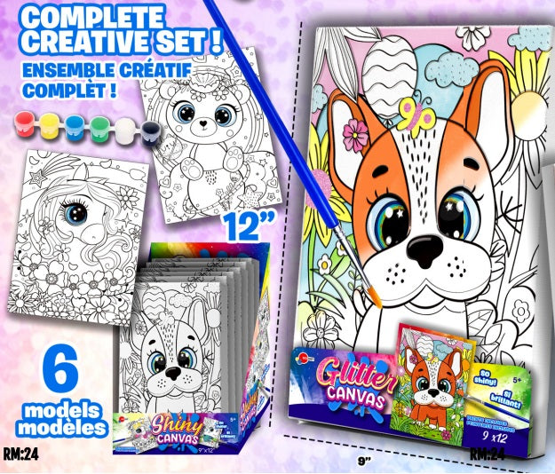 GLITTER CANVAS – JUMBO GLITTER PAINT SET ASST