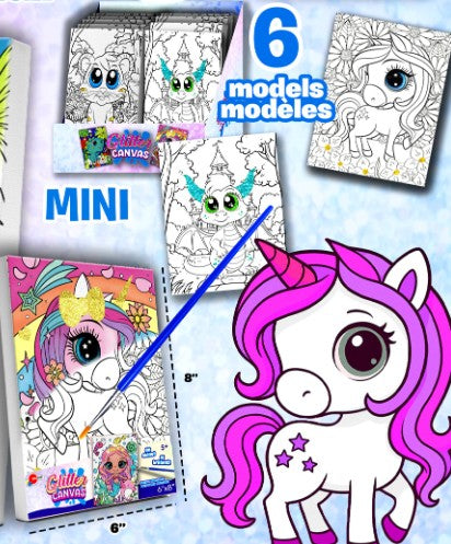 GLITTER CANVAS – MINI GLITTER PAINT SET ASST