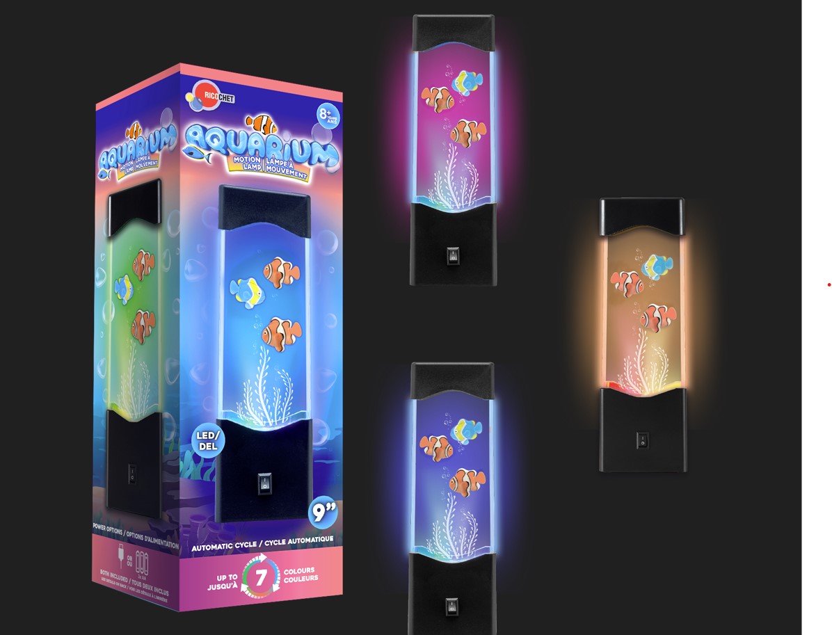 LAMPE AQUARIUM AVEC POISSON CLOWN
