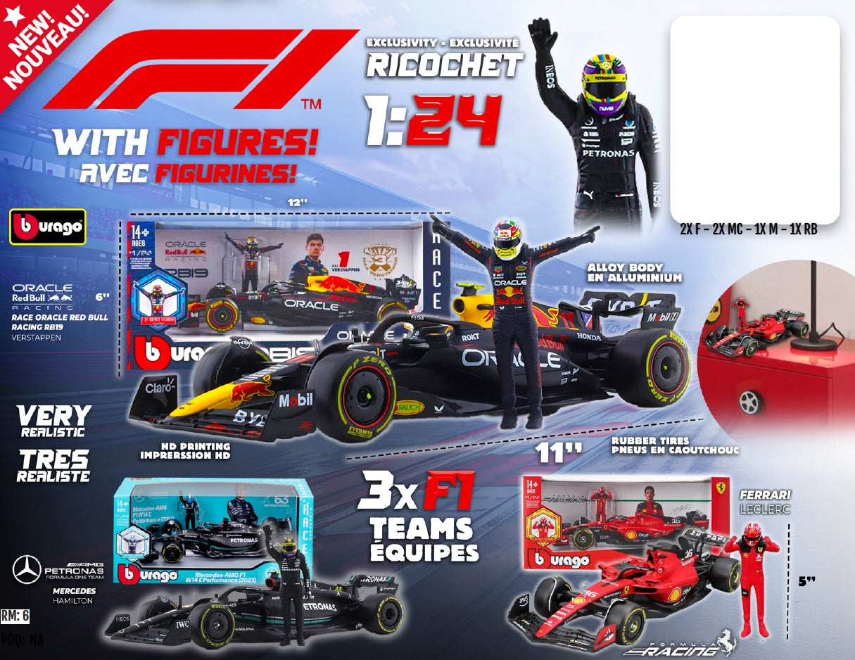 MAISTO - FORMULA 1 RACING VEHICLE WITH FIGURE 1/24 SCALE ASST
