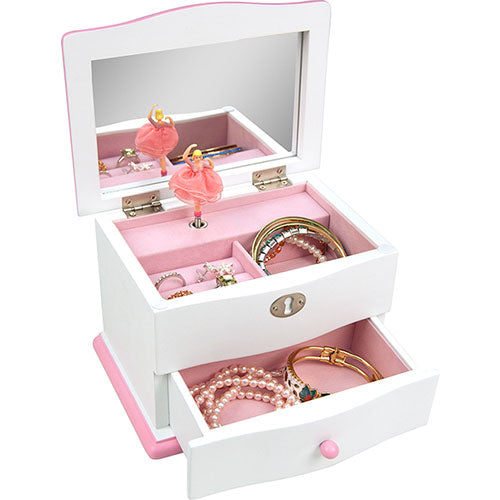 KATIE WHITE AND PINK WOODEN MUSIC BOX