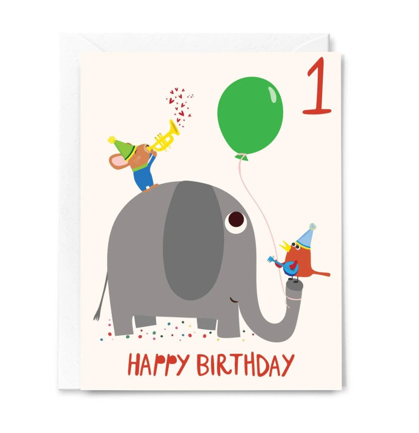 CARTE D'ANNIVERSAIRE - BONNE FÊTE! - HAPPY BIRTHDAY ONE YEAR OLD