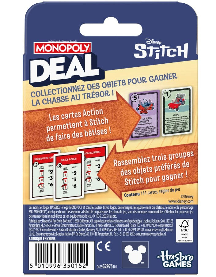 JEU MONOPOLY DEAL STITCH (JEU DE CARTES)