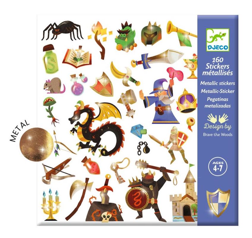 DJECO AUTOCOLLANTS MÉTALLISÉS - MÉDIÉVAL FANTASTIQUE