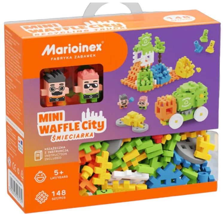 MARIOINEX MINI WAFFLE - CAMION RECYCLAGE 148 PCS (FR-EN)