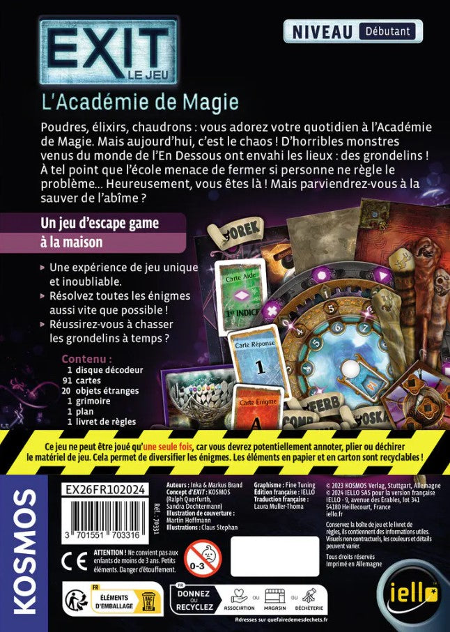 JEU EXIT - ACADÉMIE DE MAGIE - NIVEAU DÉBUTANT