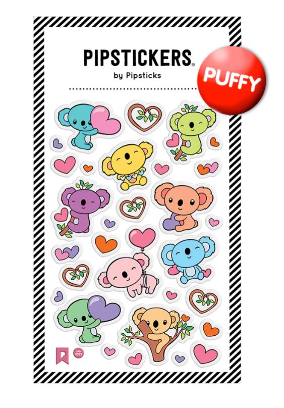 PIPSTICKER - PASTEL KOALA GLITTER PUFFY STICKERS