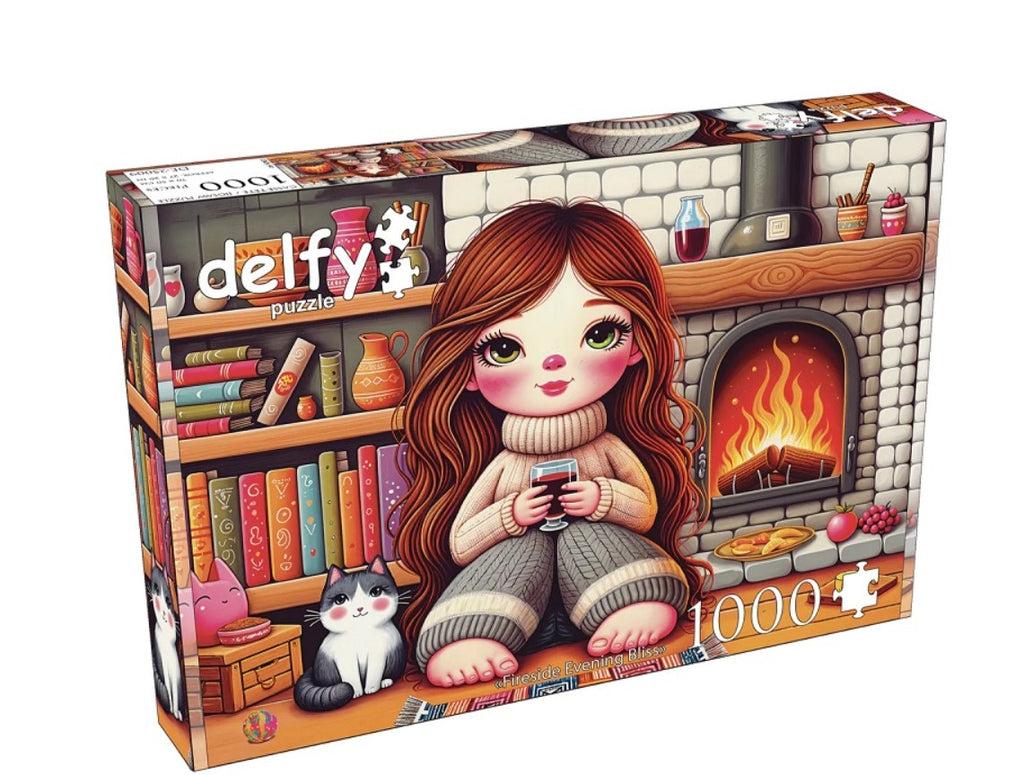 DELFY CASSE-TÊTE 1000 PIÈCES - BONHEUR DU SOIR PRÈS DU FEU (FIRESIDE EVENING BLISS) #DE-25009