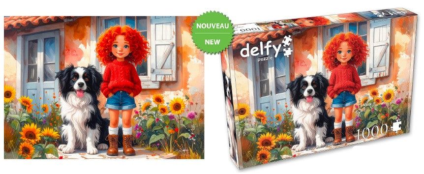 DELFY JIGSAW PUZZLE 1000 PIECES - RED CURLS AND PAWS #DE-26018
